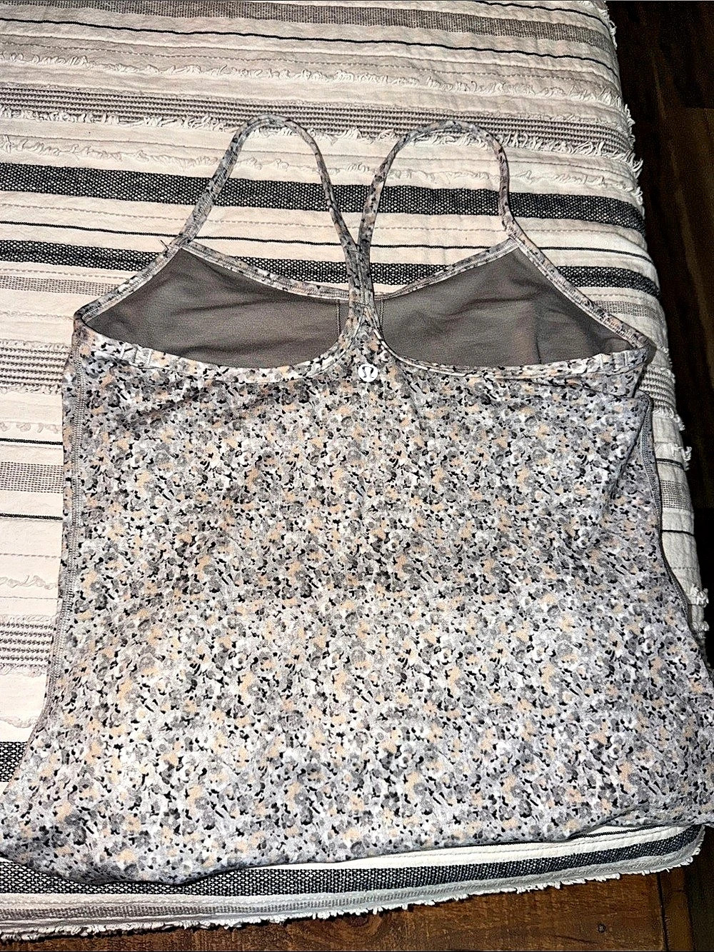 Lululemon Cool Racerback Tank Floral Gray & Black Like New